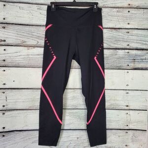 Victoria’s Secret PINK Ultimate Leggings Black Neon Pink Trim Size L